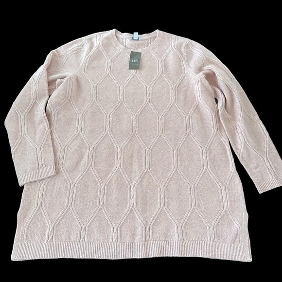NWT J Jill Womens 1X Mink Pink Cable Crewneck Sweater Pullover Spring Soft New - Picture 4 of 10